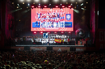 2024-07-15 - A night view of the stage during the celebration of the Spanish national football team for the victory of the UEFA Euro 2024 title at Plaza de Cibeles on May 12, 2024 in Madrid, Spain. - SPAIN CELEBRATION UEFA EURO 2024 WIN - UEFA EUROPEAN - SOCCER