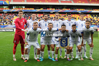 2024-09-10 - Luka Damijanovic, Nidal Celik, Eldar Mehmedovic, Savo Susic, Admir Bristric, Tarik Muharemovic, Nail Omerovic / Niko Kovac, Senad Mustafic, Irfan Ramic, Stefan Marcetic (BOS) during the UEFA Under 21 Championship 2025, Qualifying, Group H football match between France and Bosnia and Herzegovina on 10 September 2024 at MMArena in Le Mans, France - FOOTBALL - UEFA U21 EURO 2025 - QUALIFYING - FRANCE V BOSNIA AND HERZEGOVINA - UEFA EUROPEAN - SOCCER