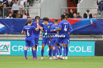 2024-09-10 - Johann Lepenant, Lucien Agoume, Maghnes Akliouche, Quentin Merlin, Chrislain Matsima (FRA) during the UEFA Under 21 Championship 2025, Qualifying, Group H football match between France and Bosnia and Herzegovina on 10 September 2024 at MMArena in Le Mans, France - FOOTBALL - UEFA U21 EURO 2025 - QUALIFYING - FRANCE V BOSNIA AND HERZEGOVINA - UEFA EUROPEAN - SOCCER