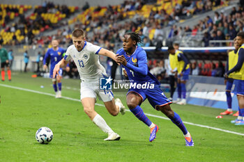 2024-09-10 - Nidal Celik (BOS), Mathys Tel (FRA) during the UEFA Under 21 Championship 2025, Qualifying, Group H football match between France and Bosnia and Herzegovina on 10 September 2024 at MMArena in Le Mans, France - FOOTBALL - UEFA U21 EURO 2025 - QUALIFYING - FRANCE V BOSNIA AND HERZEGOVINA - UEFA EUROPEAN - SOCCER