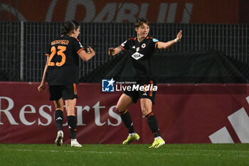 2024-01-24 - Valentina Giacinti of A.S. Roma Women celebrates after scoring 1-0 during the day 5 Group C of the UEFA Women's Champions League between A.S. Roma vs F.C. Bayern Munchen, 24 January 2024 at the Stadio Tre Fontane in Rome, Italy. - AS ROMA VS FC BAYERN MüNCHEN - UEFA CHAMPIONS LEAGUE WOMEN - SOCCER