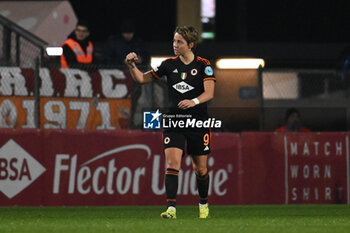 2024-01-24 - Valentina Giacinti of A.S. Roma Women celebrates after scoring 1-0 during the day 5 Group C of the UEFA Women's Champions League between A.S. Roma vs F.C. Bayern Munchen, 24 January 2024 at the Stadio Tre Fontane in Rome, Italy. - AS ROMA VS FC BAYERN MüNCHEN - UEFA CHAMPIONS LEAGUE WOMEN - SOCCER