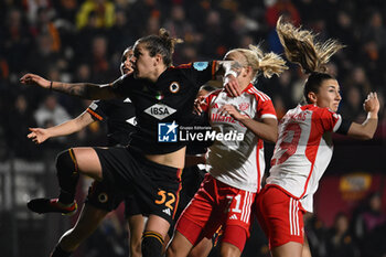 2024-01-24 - Elena Linari of A.S. Roma Women and Pernille Harder of FC Bayern Munchen during the day 5 Group C of the UEFA Women's Champions League between A.S. Roma vs F.C. Bayern Munchen, 24 January 2024 at the Stadio Tre Fontane in Rome, Italy. - AS ROMA VS FC BAYERN MüNCHEN - UEFA CHAMPIONS LEAGUE WOMEN - SOCCER