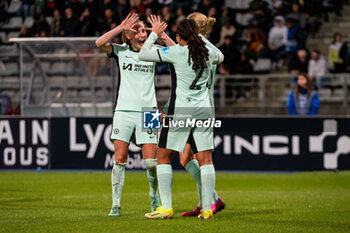 2024-01-30 - Mia Fishel of Chelsea celebrates after scoring with Aggie Beever Jones of Chelsea during the UEFA Women's Champions League, Group D football match between Paris FC and Chelsea on January 30, 2024 at Sebastien Charlety stadium in Paris, France - FOOTBALL - WOMEN'S CHAMPIONS LEAGUE - PARIS FC V CHELSEA - UEFA CHAMPIONS LEAGUE WOMEN - SOCCER