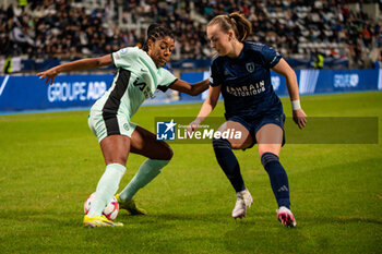 2024-01-30 - Ashley Lawrence of Chelsea and Julie Dufour of Paris FC fight for the ball during the UEFA Women's Champions League, Group D football match between Paris FC and Chelsea on January 30, 2024 at Sebastien Charlety stadium in Paris, France - FOOTBALL - WOMEN'S CHAMPIONS LEAGUE - PARIS FC V CHELSEA - UEFA CHAMPIONS LEAGUE WOMEN - SOCCER