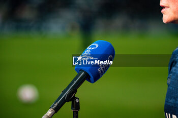 2024-01-30 - A microphone during the UEFA Women's Champions League, Group D football match between Paris FC and Chelsea on January 30, 2024 at Sebastien Charlety stadium in Paris, France - FOOTBALL - WOMEN'S CHAMPIONS LEAGUE - PARIS FC V CHELSEA - UEFA CHAMPIONS LEAGUE WOMEN - SOCCER