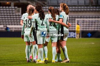 2024-01-30 - Guro Reiten of Chelsea celebrates with teammates after scoring during the UEFA Women's Champions League, Group D football match between Paris FC and Chelsea on January 30, 2024 at Sebastien Charlety stadium in Paris, France - FOOTBALL - WOMEN'S CHAMPIONS LEAGUE - PARIS FC V CHELSEA - UEFA CHAMPIONS LEAGUE WOMEN - SOCCER