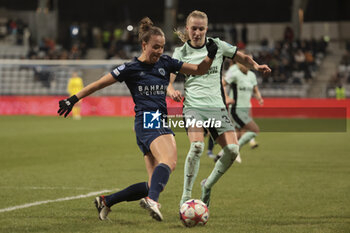 2024-01-30 - Thea Greboval of Paris FC, Agnes Beever-Jones of Chelsea during the UEFA Women's Champions League, Group D football match between Paris FC and Chelsea on January 30, 2024 at Sebastien Charlety stadium in Paris, France - FOOTBALL - WOMEN'S CHAMPIONS LEAGUE - PARIS FC V CHELSEA - UEFA CHAMPIONS LEAGUE WOMEN - SOCCER