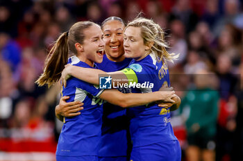 2024-03-19 - Lauren James of Chelsea celebrates after scoring her sides first goal with Guro Reiten and Erin Cuthbert during the UEFA Women's Champions League, Quarter-finals, 1st leg football match between AFC Ajax and Chelsea FC on March 19, 2024 at Johan Cruijff ArenA in Amsterdam, Netherlands - FOOTBALL - WOMEN'S CHAMPIONS LEAGUE - AJAX V CHELSEA - UEFA CHAMPIONS LEAGUE WOMEN - SOCCER