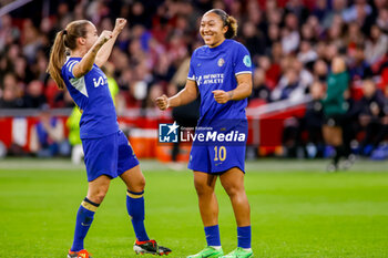 2024-03-19 - Lauren James of Chelsea celebrates after scoring her sides first goal with Guro Reiten during the UEFA Women's Champions League, Quarter-finals, 1st leg football match between AFC Ajax and Chelsea FC on March 19, 2024 at Johan Cruijff ArenA in Amsterdam, Netherlands - FOOTBALL - WOMEN'S CHAMPIONS LEAGUE - AJAX V CHELSEA - UEFA CHAMPIONS LEAGUE WOMEN - SOCCER