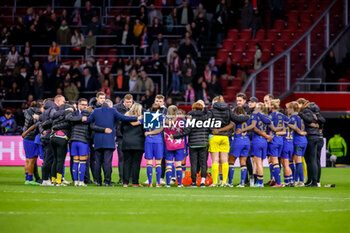 2024-03-19 - Players of Chelsea celebrate the win during the UEFA Women's Champions League, Quarter-finals, 1st leg football match between AFC Ajax and Chelsea FC on March 19, 2024 at Johan Cruijff ArenA in Amsterdam, Netherlands - FOOTBALL - WOMEN'S CHAMPIONS LEAGUE - AJAX V CHELSEA - UEFA CHAMPIONS LEAGUE WOMEN - SOCCER