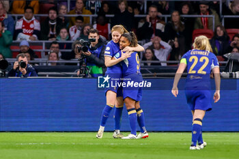 2024-03-19 - Sjoeke Nusken of Chelsea celebrates after scoring her sides third goal with Catarina Macario during the UEFA Women's Champions League, Quarter-finals, 1st leg football match between AFC Ajax and Chelsea FC on March 19, 2024 at Johan Cruijff ArenA in Amsterdam, Netherlands - FOOTBALL - WOMEN'S CHAMPIONS LEAGUE - AJAX V CHELSEA - UEFA CHAMPIONS LEAGUE WOMEN - SOCCER