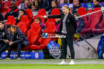 2024-03-19 - Head Coach Suzanne Bakker of AFC Ajax during the UEFA Women's Champions League, Quarter-finals, 1st leg football match between AFC Ajax and Chelsea FC on March 19, 2024 at Johan Cruijff ArenA in Amsterdam, Netherlands - FOOTBALL - WOMEN'S CHAMPIONS LEAGUE - AJAX V CHELSEA - UEFA CHAMPIONS LEAGUE WOMEN - SOCCER