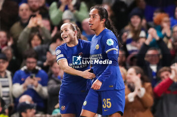 2024-03-27 - Chelsea's Mayra Ramirez (35) celebrates her goal 1-0 with Guro Reiten during the UEFA Women's Champions League, Quarter-finals, 2nd leg football match between Chelsea FC and AFC Ajax on 27 March 2024 at Stamford Bridge in London, England - FOOTBALL - WOMEN'S CHAMPIONS LEAGUE - CHELSEA V AJAX - UEFA CHAMPIONS LEAGUE WOMEN - SOCCER