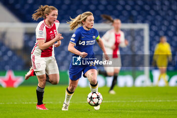 2024-03-27 - Chelsea's Erin Cuthbert and Ajax’s Jonna van de Velde during the UEFA Women's Champions League, Quarter-finals, 2nd leg football match between Chelsea FC and AFC Ajax on 27 March 2024 at Stamford Bridge in London, England - FOOTBALL - WOMEN'S CHAMPIONS LEAGUE - CHELSEA V AJAX - UEFA CHAMPIONS LEAGUE WOMEN - SOCCER
