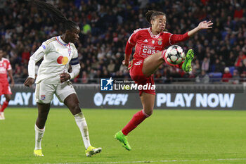 2024-03-27 - Jessica SILVA of Benfica and Vanessa GILLES of Lyon and Griedge MBOCK BATHY of Lyon during the UEFA Women's Champions League, Quarter-finals, 2nd leg football match between Olympique Lyonnais and SL Benfica on March 27, 2024 at Groupama stadium in Decines-Charpieu near Lyon, France - FOOTBALL - WOMEN'S CHAMPIONS LEAGUE - LYON V BENFICA - UEFA CHAMPIONS LEAGUE WOMEN - SOCCER