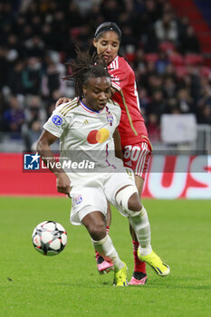 2024-03-27 - Melchie DUMORNAY of Lyon and Lais ARAUJO of Benfica during the UEFA Women's Champions League, Quarter-finals, 2nd leg football match between Olympique Lyonnais and SL Benfica on March 27, 2024 at Groupama stadium in Decines-Charpieu near Lyon, France - FOOTBALL - WOMEN'S CHAMPIONS LEAGUE - LYON V BENFICA - UEFA CHAMPIONS LEAGUE WOMEN - SOCCER