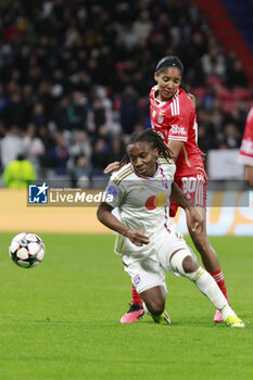 2024-03-27 - Melchie DUMORNAY of Lyon and Lais ARAUJO of Benfica during the UEFA Women's Champions League, Quarter-finals, 2nd leg football match between Olympique Lyonnais and SL Benfica on March 27, 2024 at Groupama stadium in Decines-Charpieu near Lyon, France - FOOTBALL - WOMEN'S CHAMPIONS LEAGUE - LYON V BENFICA - UEFA CHAMPIONS LEAGUE WOMEN - SOCCER
