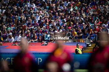 2024-04-20 - FC Barcelona supporters are seen during a Women's UEFA Champions League first-leg semifinal match between FC Barcelona and Chelsea Women at Estadi Olimpic Lluis Companys, in Barcelona, ,Spain on April 20, 2024. Photo by Felipe Mondino - WUCL SEMIFINAL 1º LEG - FC BARCELONA - CHELSEA WOMEN - UEFA CHAMPIONS LEAGUE WOMEN - SOCCER