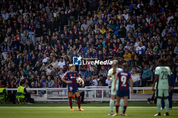 2024-04-20 - The supporters are seen during a Women's UEFA Champions League first-leg semifinal match between FC Barcelona and Chelsea Women at Estadi Olimpic Lluis Companys, in Barcelona, ,Spain on April 20, 2024. Photo by Felipe Mondino - WUCL SEMIFINAL 1º LEG - FC BARCELONA - CHELSEA WOMEN - UEFA CHAMPIONS LEAGUE WOMEN - SOCCER