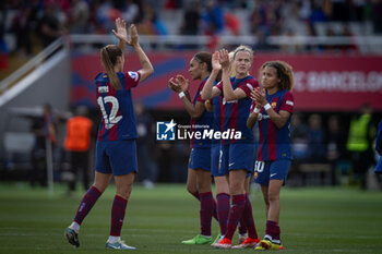 2024-04-20 - Irene Paredes (FC Barcelona) and Patri Guijarro (FC Barcelona) gestures during a Women's UEFA Champions League first-leg semifinal match between FC Barcelona and Chelsea Women at Estadi Olimpic Lluis Companys, in Barcelona, ,Spain on April 20, 2024. Photo by Felipe Mondino - WUCL SEMIFINAL 1º LEG - FC BARCELONA - CHELSEA WOMEN - UEFA CHAMPIONS LEAGUE WOMEN - SOCCER