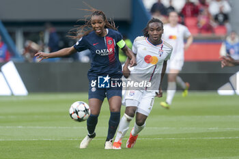 2024-04-28 - Grace Geyoro of PSG, Melchie Dumornay of Lyon during the UEFA Women's Champions League, Semi-finals, 2nd leg football match between Paris Saint-Germain and Olympique Lyonnais on April 28, 2024 at Parc des Princes stadium in Paris, France - FOOTBALL - WOMEN'S CHAMPIONS LEAGUE - PARIS SG V LYON - UEFA CHAMPIONS LEAGUE WOMEN - SOCCER