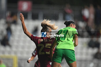 2024-10-08 - Sveindis Jonsdottir of VfL Wolfsburg Women and Frederikke Thogersen of A.S. Roma Women during the Women Champion League Rome vs Wolfsburg 08 October 2024 at the Tre Fontane Stadium in Rome - ROMA WOMEN VS WOLFSBURG - UEFA CHAMPIONS LEAGUE WOMEN - SOCCER