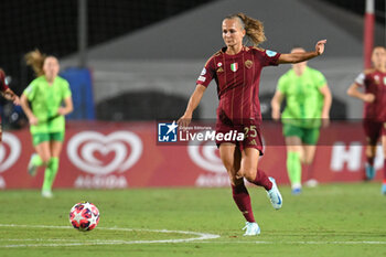 2024-10-08 - Frederikke Thogersen of A.S. Roma Women during the Women Champion League Rome vs Wolfsburg 08 October 2024 at the Tre Fontane Stadium in Rome - ROMA WOMEN VS WOLFSBURG - UEFA CHAMPIONS LEAGUE WOMEN - SOCCER