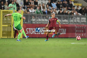 2024-10-08 - Marina Hegering of VfL Wolfsburg Women and Manuela Giugliano of A.S. Roma Women 
during the Women Champion League Rome vs Wolfsburg 08 October 2024 at the Tre Fontane Stadium in Rome - ROMA WOMEN VS WOLFSBURG - UEFA CHAMPIONS LEAGUE WOMEN - SOCCER