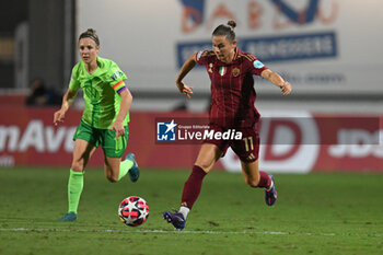 2024-10-08 - Emilie Haavi of A.S. Roma Women during the Women Champion League Rome vs Wolfsburg 08 October 2024 at the Tre Fontane Stadium in Rome - ROMA WOMEN VS WOLFSBURG - UEFA CHAMPIONS LEAGUE WOMEN - SOCCER