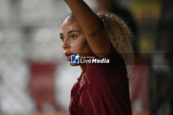 2024-10-08 - Alayah Sophia Pilgrim of A.S. Roma Women during the Women Champion League Rome vs Wolfsburg 08 October 2024 at the Tre Fontane Stadium in Rome - ROMA WOMEN VS WOLFSBURG - UEFA CHAMPIONS LEAGUE WOMEN - SOCCER