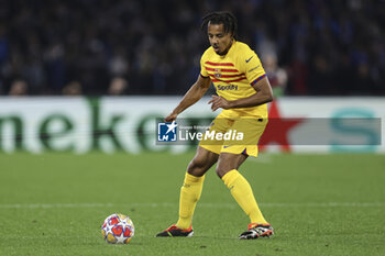 2024-02-21 - Barcellona's French defender Jules Kounde controls the ball during the UEFA Champions League round 16 match between SSC Napoli vs Barcellona at the Diego Armando Maradona Stadium in Naples, southern Italy, on February 21, 2024. - SSC NAPOLI VS FC BARCELONA - UEFA CHAMPIONS LEAGUE - SOCCER