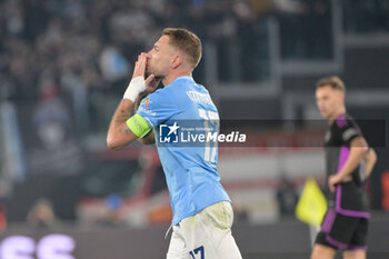 2024-02-14 - Ciro Immobile (SS Lazio); celebrates after scoring the goal 1-0 during the UEFA Champions League 2023-2024 football match between SS Lazio and Bayern Monaco at the Olympic Stadium in Rome on February 14, 2023. - SS LAZIO VS BAYERN MUNICH - UEFA CHAMPIONS LEAGUE - SOCCER