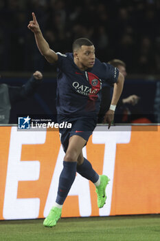 2024-02-14 - Kylian Mbappe of PSG celebrates his goal during the UEFA Champions League, Round of 16 1st leg football match between Paris Saint-Germain (PSG) and Real Sociedad on February 14, 2024 at Parc des Princes stadium in Paris, France - FOOTBALL - CHAMPIONS LEAGUE - PARIS SG V REAL SOCIEDAD - UEFA CHAMPIONS LEAGUE - SOCCER