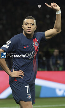 2024-02-14 - Kylian Mbappe of PSG celebrates his goal during the UEFA Champions League, Round of 16 1st leg football match between Paris Saint-Germain (PSG) and Real Sociedad on February 14, 2024 at Parc des Princes stadium in Paris, France - FOOTBALL - CHAMPIONS LEAGUE - PARIS SG V REAL SOCIEDAD - UEFA CHAMPIONS LEAGUE - SOCCER