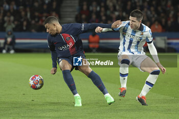 2024-02-14 - Kylian Mbappe of PSG, Igor Zubeldia of Real Sociedad during the UEFA Champions League, Round of 16 1st leg football match between Paris Saint-Germain (PSG) and Real Sociedad on February 14, 2024 at Parc des Princes stadium in Paris, France - FOOTBALL - CHAMPIONS LEAGUE - PARIS SG V REAL SOCIEDAD - UEFA CHAMPIONS LEAGUE - SOCCER