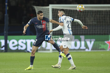 2024-02-14 - Achraf Hakimi of PSG, Andre Silva of Real Sociedad during the UEFA Champions League, Round of 16 1st leg football match between Paris Saint-Germain (PSG) and Real Sociedad on February 14, 2024 at Parc des Princes stadium in Paris, France - FOOTBALL - CHAMPIONS LEAGUE - PARIS SG V REAL SOCIEDAD - UEFA CHAMPIONS LEAGUE - SOCCER