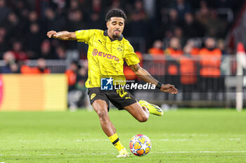 2024-02-20 - Ian Maatsen of Borussia Dortmund during the UEFA Champions League, Round of 16 1st leg football match between PSV and Borussia Dortmund on February 20, 2024 at Philips Stadion in Eindhoven, Netherlands - FOOTBALL - CHAMPIONS LEAGUE - PSV V DORTMUND - UEFA CHAMPIONS LEAGUE - SOCCER
