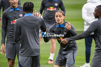 2024-03-05 - Xavi Simons of RB Leipzig (C) seen with his teammates during the training session the day before the second leg of the round of 16 football match of Champions League against Real Madrid at Santiago Bernabeu stadium in Madrid. - REAL MADRID VS RB LEIPZIG: RB LEIPZIG TRAINING AND PRESS CONFERENCE - UEFA CHAMPIONS LEAGUE - SOCCER