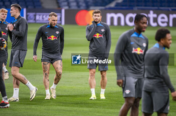 2024-03-05 - David Raum (L) and Christopher Lenz (R) of RB Leipzig seen during the training session the day before the second leg of the round of 16 football match of Champions League against Real Madrid at Santiago Bernabeu stadium in Madrid. - REAL MADRID VS RB LEIPZIG: RB LEIPZIG TRAINING AND PRESS CONFERENCE - UEFA CHAMPIONS LEAGUE - SOCCER