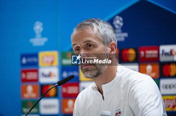 2024-03-05 - Marco Rose, head coach of RB Leipzig, seen during the press conference the day before the second leg of the round of 16 football match of Champions League against Real Madrid at Santiago Bernabeu stadium in Madrid. - REAL MADRID VS RB LEIPZIG: RB LEIPZIG TRAINING AND PRESS CONFERENCE - UEFA CHAMPIONS LEAGUE - SOCCER
