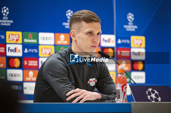 2024-03-05 - Dani Olmo of RB Leipzig seen during the press conference the day before the second leg of the round of 16 football match of Champions League against Real Madrid at Santiago Bernabeu stadium in Madrid. - REAL MADRID VS RB LEIPZIG: RB LEIPZIG TRAINING AND PRESS CONFERENCE - UEFA CHAMPIONS LEAGUE - SOCCER