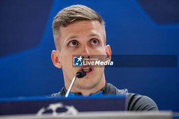 2024-03-05 - Dani Olmo of RB Leipzig seen during the press conference the day before the second leg of the round of 16 football match of Champions League against Real Madrid at Santiago Bernabeu stadium in Madrid. - REAL MADRID VS RB LEIPZIG: RB LEIPZIG TRAINING AND PRESS CONFERENCE - UEFA CHAMPIONS LEAGUE - SOCCER