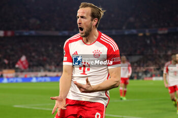 2024-03-05 - Harry Kane of Bayern Munich celebrates his goal 1-0 during the UEFA Champions League, Round of 16, 2nd leg football match between FC Bayern Munich and SS Lazio on March 5, 2024 at Allianz Arena in Munich, Germany - FOOTBALL - CHAMPIONS LEAGUE - BAYERN MUNICH V LAZIO - UEFA CHAMPIONS LEAGUE - SOCCER