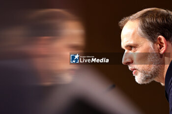 2024-03-05 - Coach Thomas Tuchel of Bayern Munich in press conference after the UEFA Champions League, Round of 16, 2nd leg football match between FC Bayern Munich and SS Lazio on March 5, 2024 at Allianz Arena in Munich, Germany - FOOTBALL - CHAMPIONS LEAGUE - BAYERN MUNICH V LAZIO - UEFA CHAMPIONS LEAGUE - SOCCER