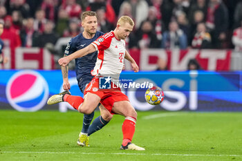 2024-03-05 - Matthijs de Ligt of Bayern Munich and Ciro Immobile of Lazio during the UEFA Champions League, Round of 16, 2nd leg football match between FC Bayern Munich and SS Lazio on March 5, 2024 at Allianz Arena in Munich, Germany - FOOTBALL - CHAMPIONS LEAGUE - BAYERN MUNICH V LAZIO - UEFA CHAMPIONS LEAGUE - SOCCER
