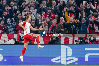 2024-03-05 - Harry Kane of Bayern Munchen celebrates his goal 1-0 during the UEFA Champions League, Round of 16, 2nd leg football match between FC Bayern Munich and SS Lazio on March 5, 2024 at Allianz Arena in Munich, Germany - FOOTBALL - CHAMPIONS LEAGUE - BAYERN MUNICH V LAZIO - UEFA CHAMPIONS LEAGUE - SOCCER