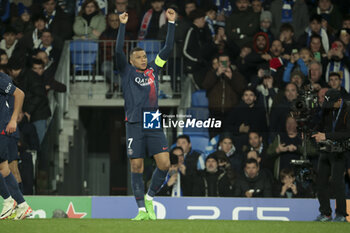 2024-03-05 - Kylian Mbappe of PSG celebrates his second goal during the UEFA Champions League, Round of 16, 2nd leg football match between Real Sociedad and Paris Saint-Germain (PSG) on March 5, 2024 at Reale Arena in San Sebastian, Spain - FOOTBALL - CHAMPIONS LEAGUE - REAL SOCIEDAD V PARIS SG - UEFA CHAMPIONS LEAGUE - SOCCER