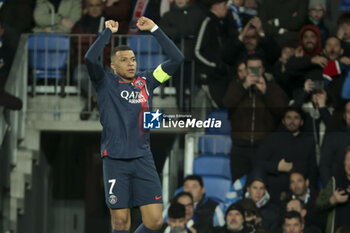 2024-03-05 - Kylian Mbappe of PSG celebrates his second goal during the UEFA Champions League, Round of 16, 2nd leg football match between Real Sociedad and Paris Saint-Germain (PSG) on March 5, 2024 at Reale Arena in San Sebastian, Spain - FOOTBALL - CHAMPIONS LEAGUE - REAL SOCIEDAD V PARIS SG - UEFA CHAMPIONS LEAGUE - SOCCER