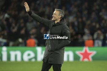 2024-03-05 - PSG coach Luis Enrique celebrates the victory following the UEFA Champions League, Round of 16, 2nd leg football match between Real Sociedad and Paris Saint-Germain (PSG) on March 5, 2024 at Reale Arena in San Sebastian, Spain - FOOTBALL - CHAMPIONS LEAGUE - REAL SOCIEDAD V PARIS SG - UEFA CHAMPIONS LEAGUE - SOCCER